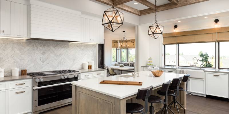 Kitchen With Statement Lighting