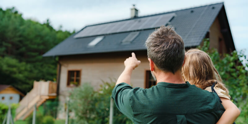 Dad and daughter solar panel